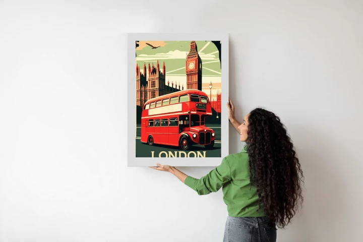 Plakat Czerwony Autobus Na Tle Londyńskiego Big Bena