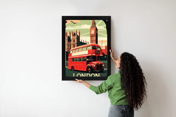 Plakat Czerwony Autobus Na Tle Londyńskiego Big Bena