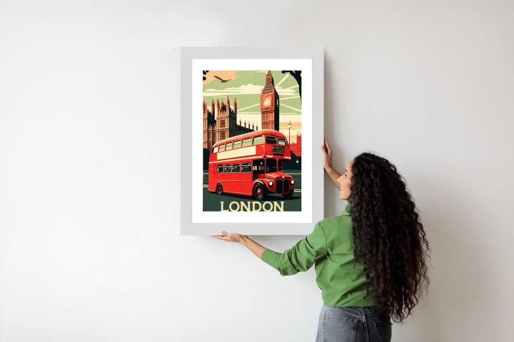 Plakat Czerwony Autobus Na Tle Londyńskiego Big Bena