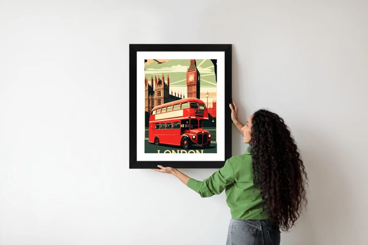 Plakat Czerwony Autobus Na Tle Londyńskiego Big Bena