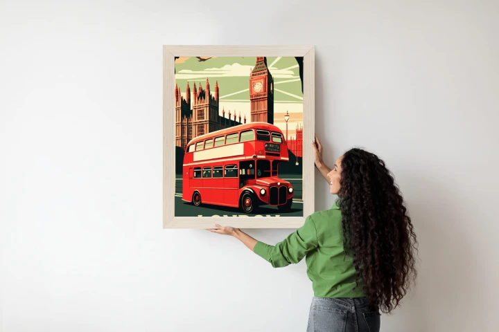 Plakat Czerwony Autobus Na Tle Londyńskiego Big Bena