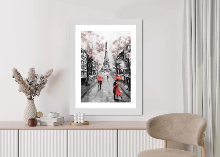 Plakat Spacer Po Polach Elizejskich W Deszczowy Dzień