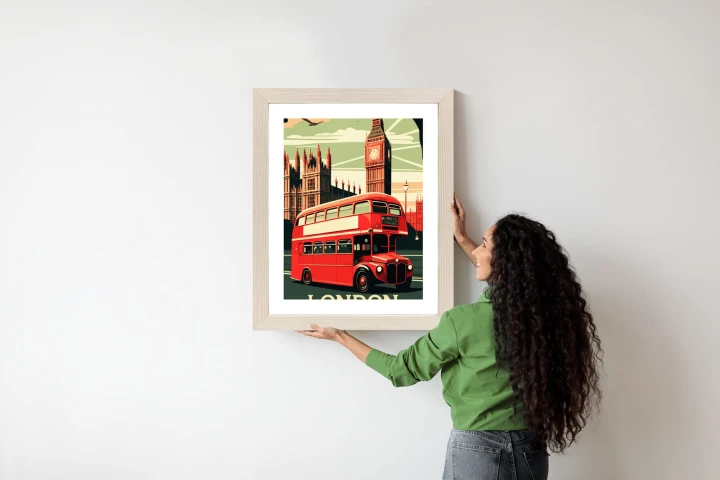 Plakat Czerwony Autobus Na Tle Londyńskiego Big Bena