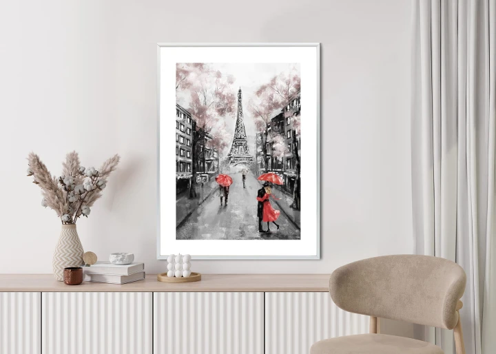 Plakat Spacer Po Polach Elizejskich W Deszczowy Dzień