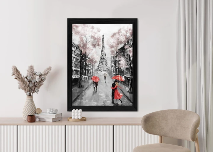 Plakat Spacer Po Polach Elizejskich W Deszczowy Dzień