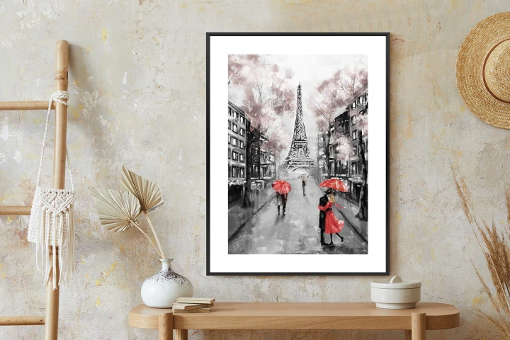 Plakat Spacer Po Polach Elizejskich W Deszczowy Dzień