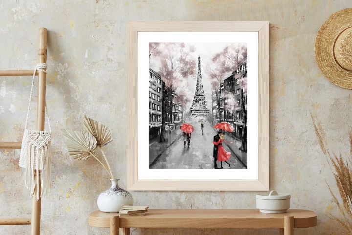 Plakat Spacer Po Polach Elizejskich W Deszczowy Dzień