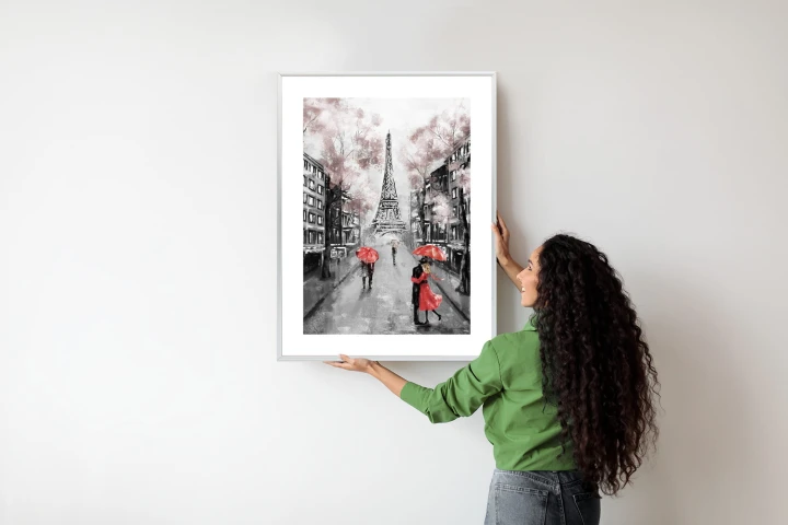 Plakat Spacer Po Polach Elizejskich W Deszczowy Dzień