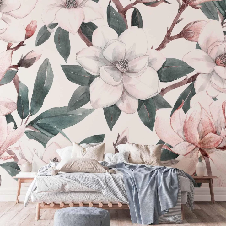Fototapeta - Akwarelowe magnolie - drugi wariant