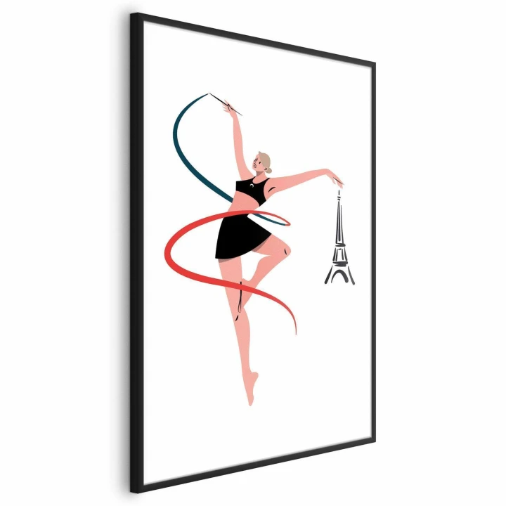 Plakat - Ilustracja kobiety z szarfą - gimnastyka artystyczna