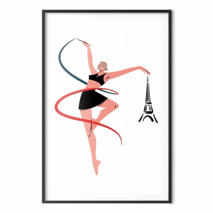Plakat - Ilustracja kobiety z szarfą - gimnastyka artystyczna