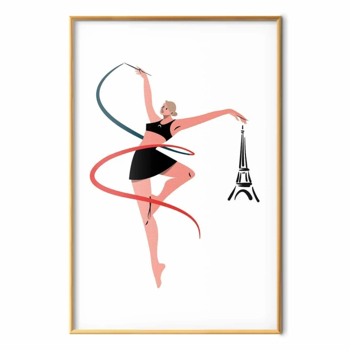Plakat - Ilustracja kobiety z szarfą - gimnastyka artystyczna