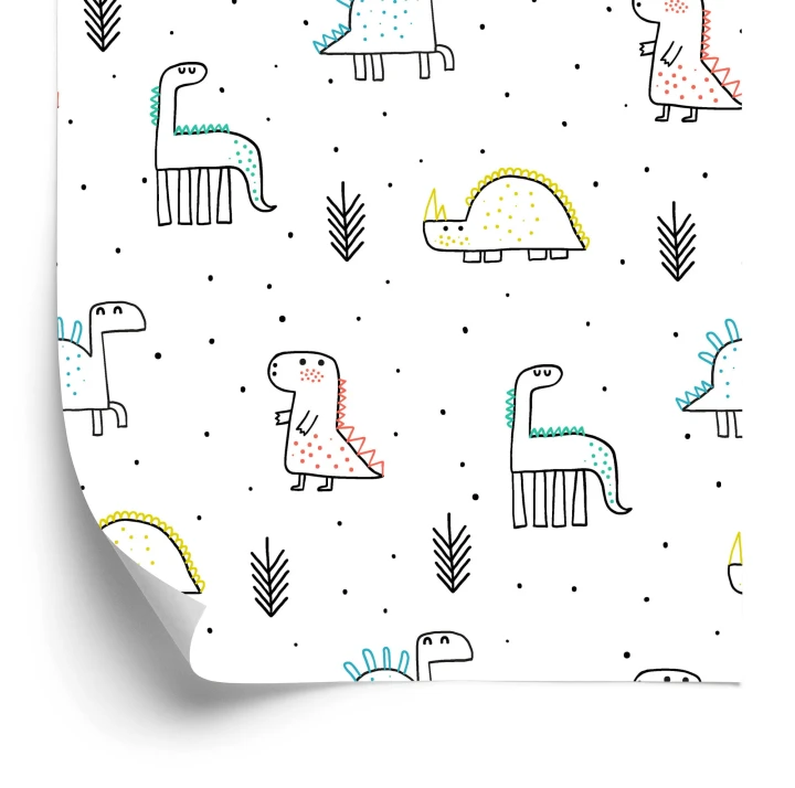 Tapeta Dinozaury Kropki Rośliny Do Pokoju Chłopca