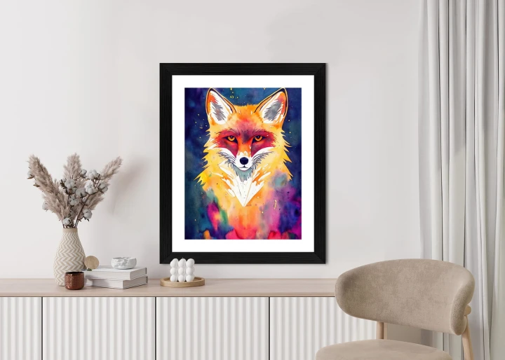 Plakat Portrait Of Wild Fox Watercolor, Wallpaper Painting, Animal
