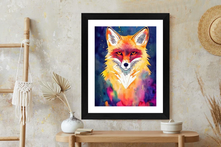 Plakat Portrait Of Wild Fox Watercolor, Wallpaper Painting, Animal