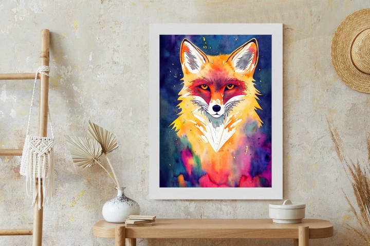 Plakat Portrait Of Wild Fox Watercolor, Wallpaper Painting, Animal