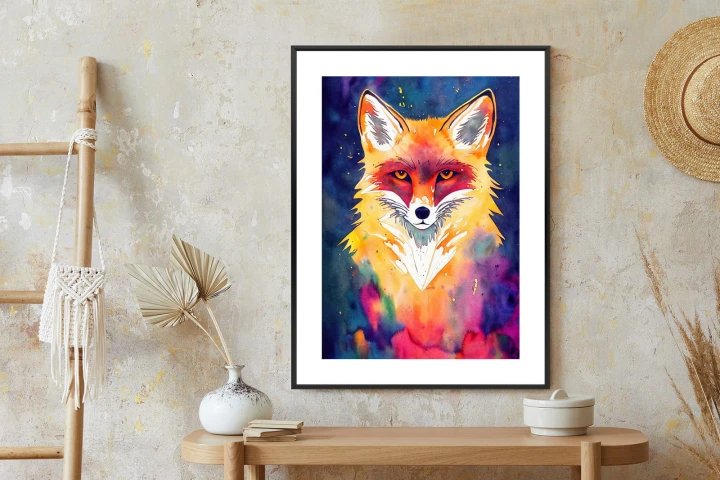 Plakat Portrait Of Wild Fox Watercolor, Wallpaper Painting, Animal