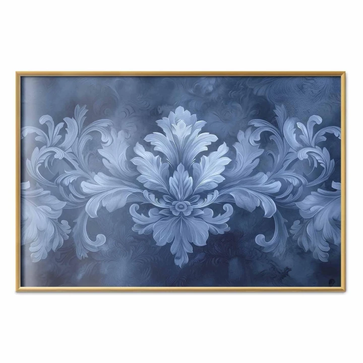 Plakat - Błękitny ornament w chłodnych odcieniach