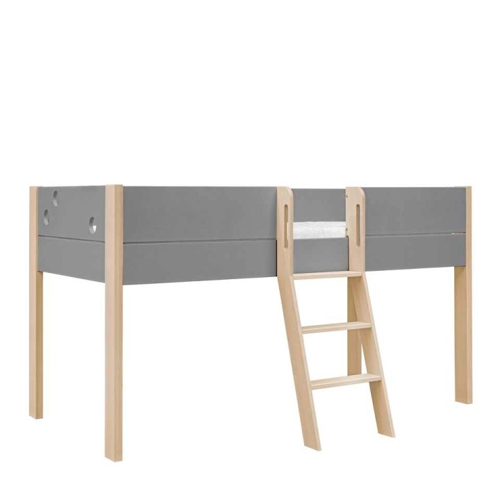 Łóżko podniesione Funflex szare 90x200 z drabinką