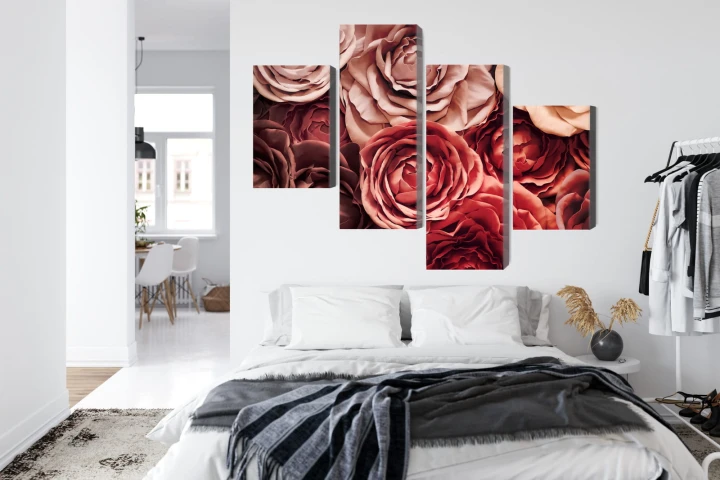 Obraz Wieloczęściowy Kolorowe Kwiaty Z Bliska 3D