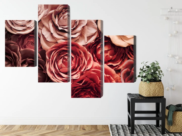 Obraz Wieloczęściowy Kolorowe Kwiaty Z Bliska 3D