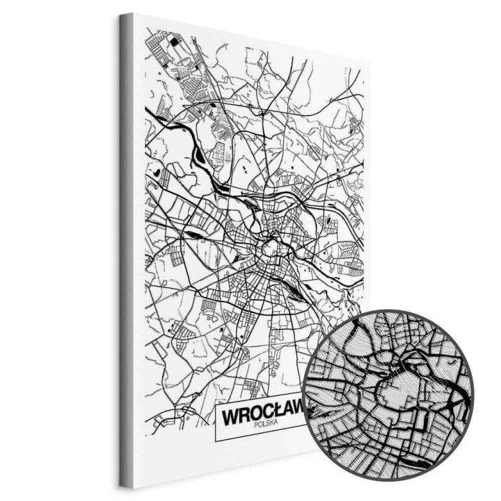 Obraz - Mapa miasta: Wrocław (1-częściowy) pionowy