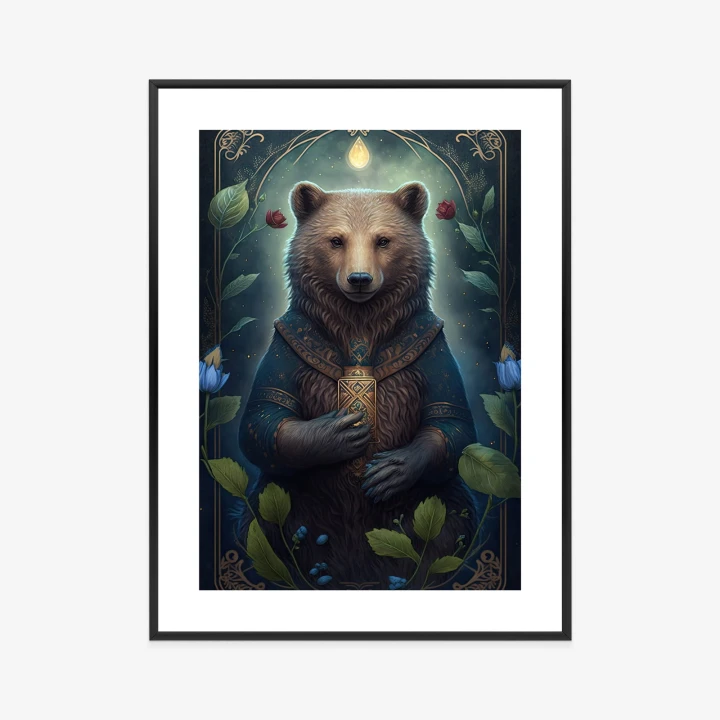 Plakat Grafika Fantasy Z Niedźwiedziem