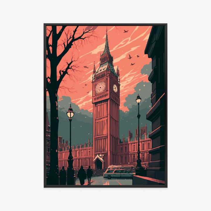 Plakat Big Ben W Londynie Komiksowa Ilustracja