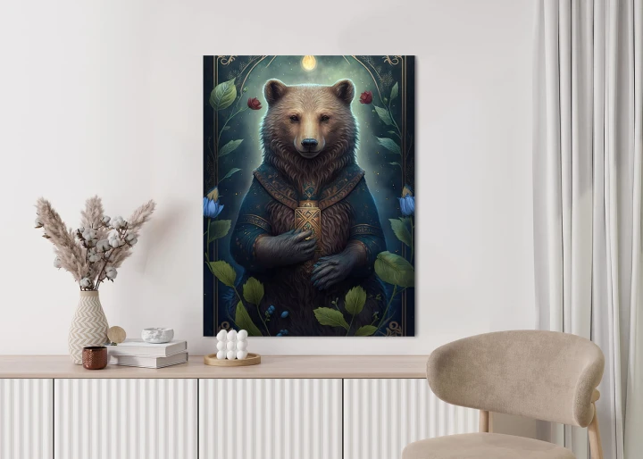 Plakat Grafika Fantasy Z Niedźwiedziem