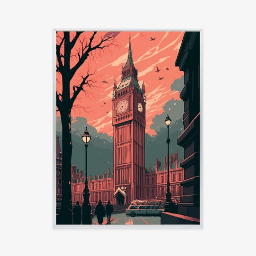 Plakat Big Ben W Londynie Komiksowa Ilustracja