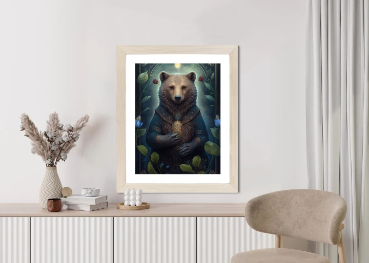 Plakat Grafika Fantasy Z Niedźwiedziem