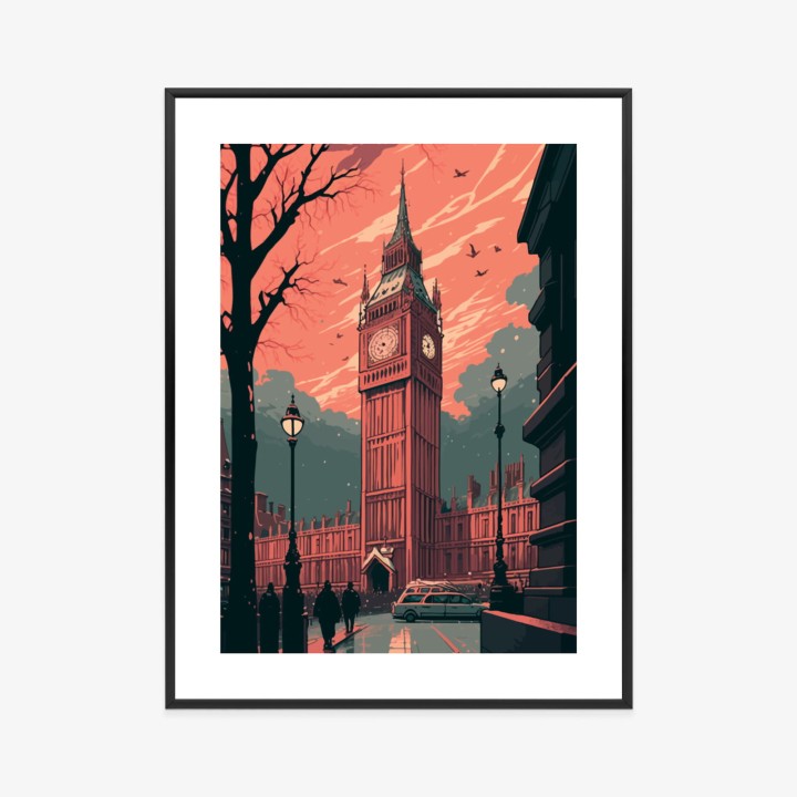 Plakat Big Ben W Londynie Komiksowa Ilustracja