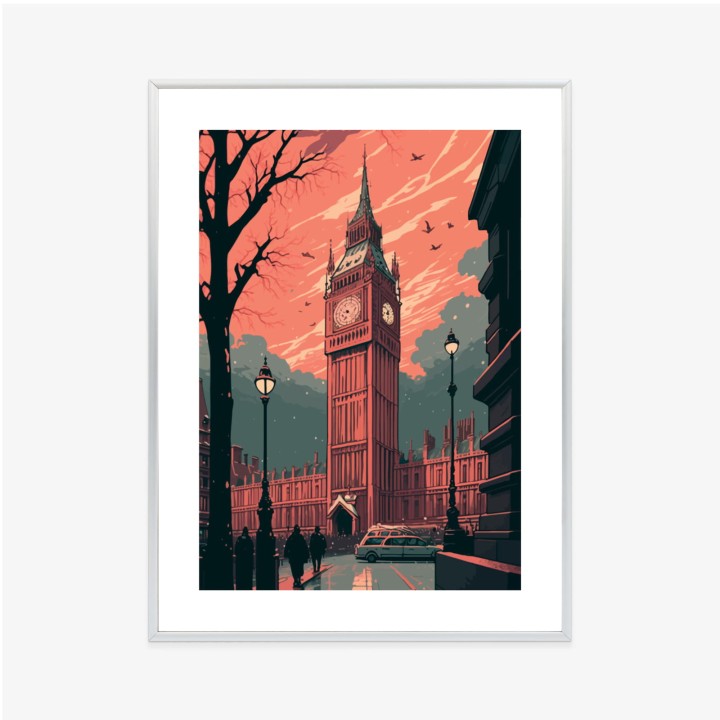 Plakat Big Ben W Londynie Komiksowa Ilustracja