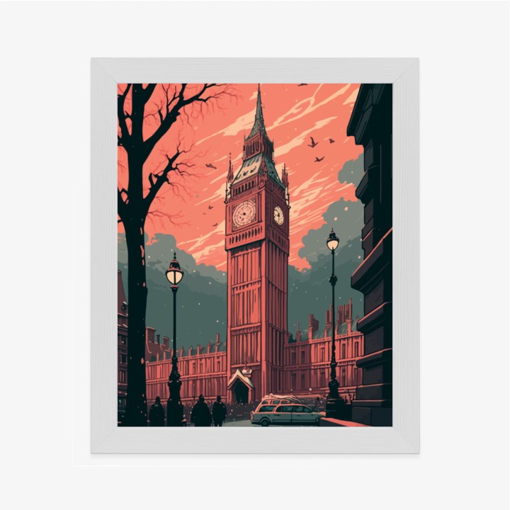 Plakat Big Ben W Londynie Komiksowa Ilustracja