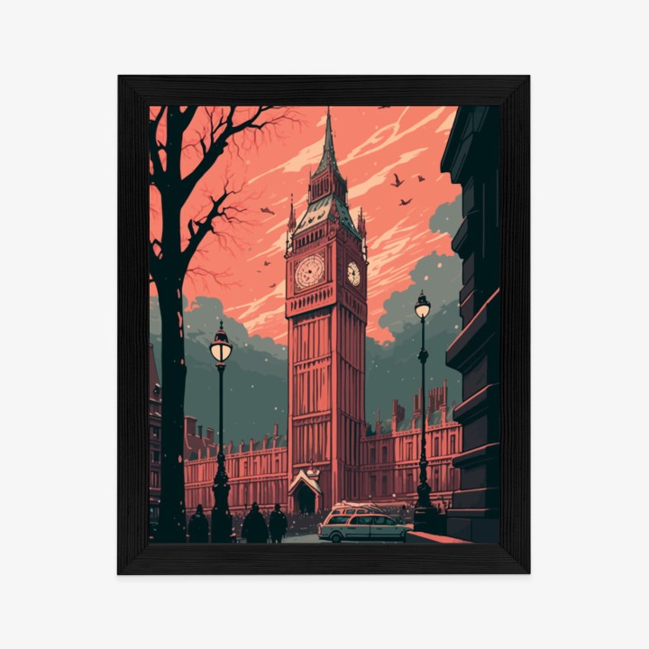 Plakat Big Ben W Londynie Komiksowa Ilustracja
