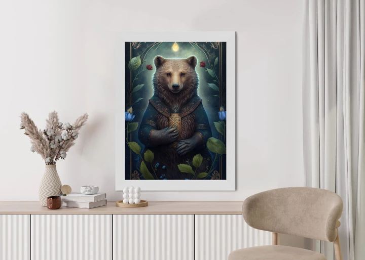 Plakat Grafika Fantasy Z Niedźwiedziem