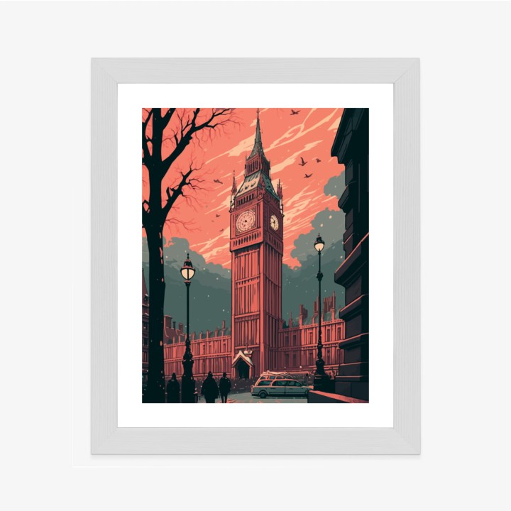 Plakat Big Ben W Londynie Komiksowa Ilustracja