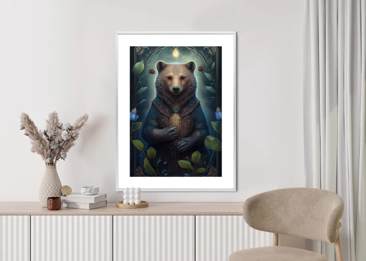 Plakat Grafika Fantasy Z Niedźwiedziem