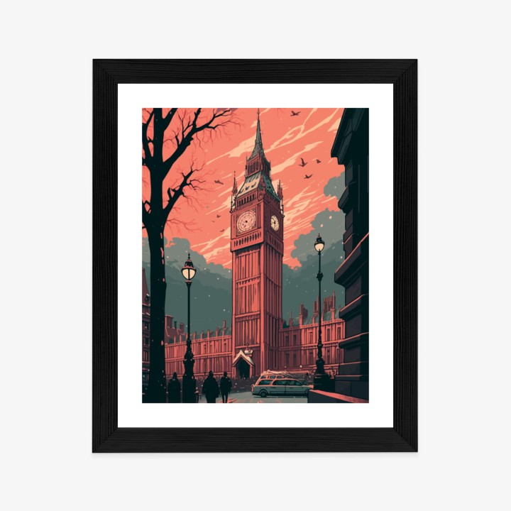 Plakat Big Ben W Londynie Komiksowa Ilustracja