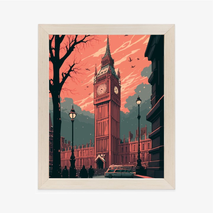 Plakat Big Ben W Londynie Komiksowa Ilustracja