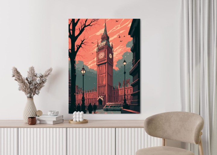 Plakat Big Ben W Londynie Komiksowa Ilustracja