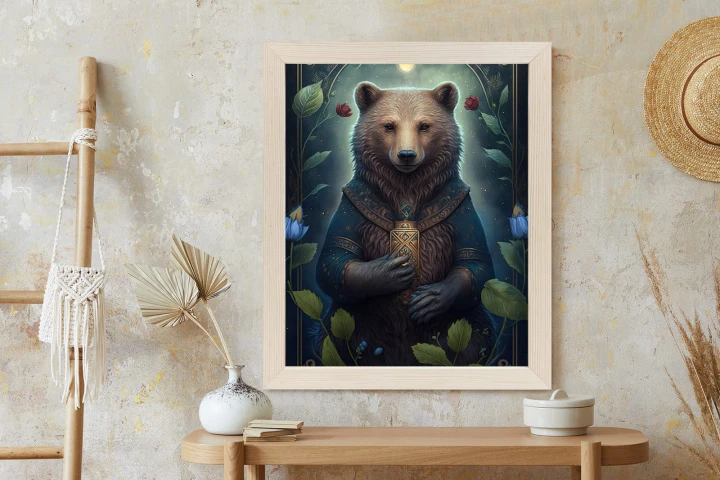 Plakat Grafika Fantasy Z Niedźwiedziem