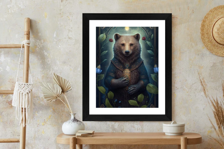 Plakat Grafika Fantasy Z Niedźwiedziem