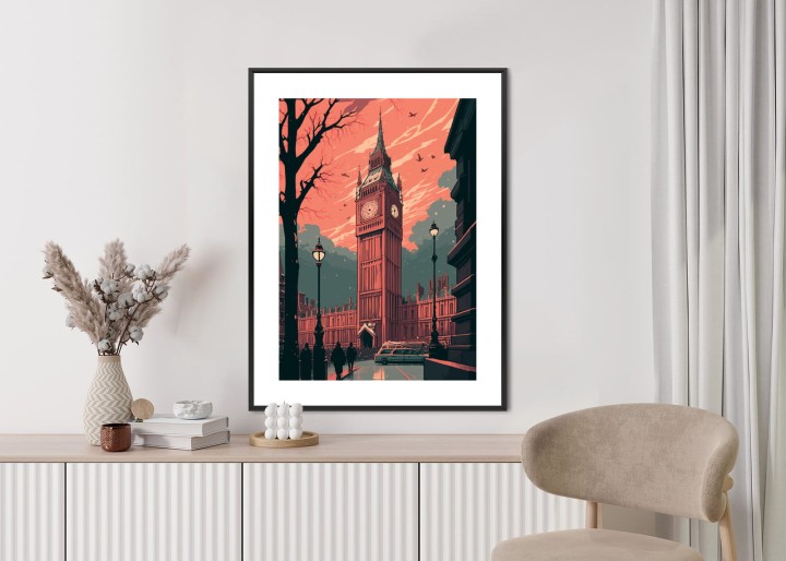 Plakat Big Ben W Londynie Komiksowa Ilustracja