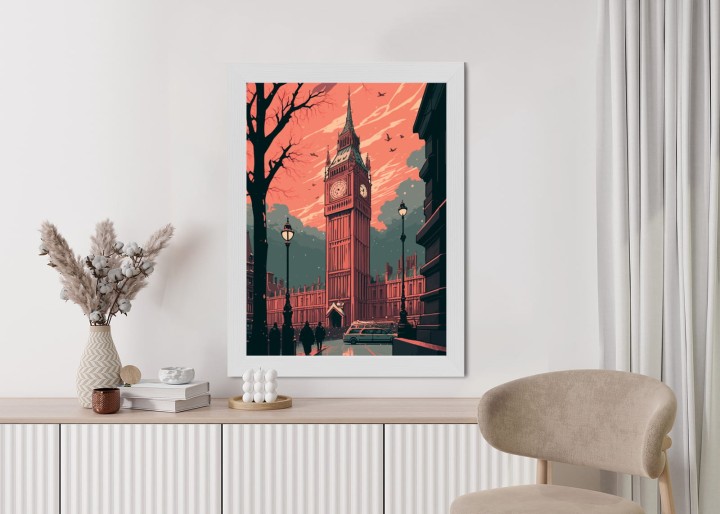Plakat Big Ben W Londynie Komiksowa Ilustracja