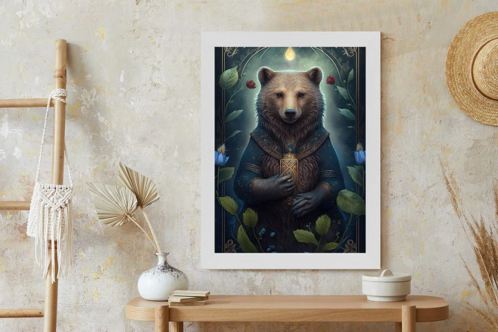 Plakat Grafika Fantasy Z Niedźwiedziem