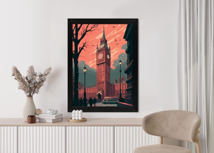 Plakat Big Ben W Londynie Komiksowa Ilustracja
