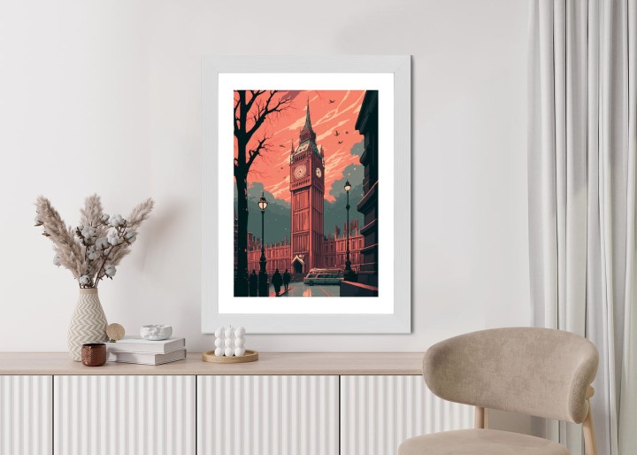 Plakat Big Ben W Londynie Komiksowa Ilustracja