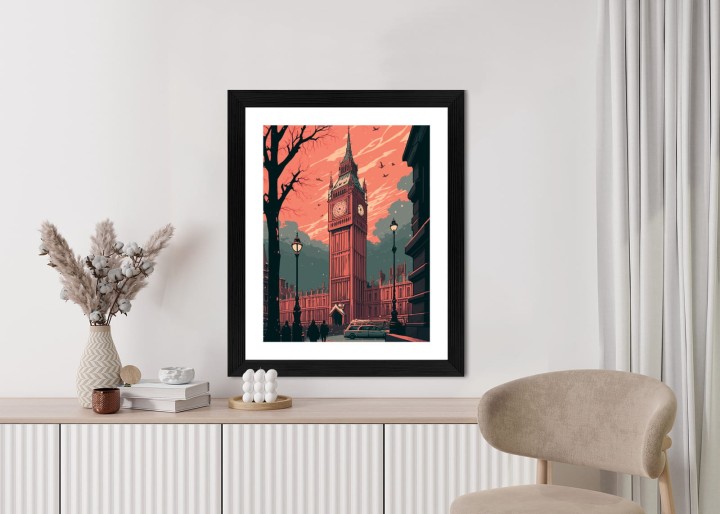 Plakat Big Ben W Londynie Komiksowa Ilustracja