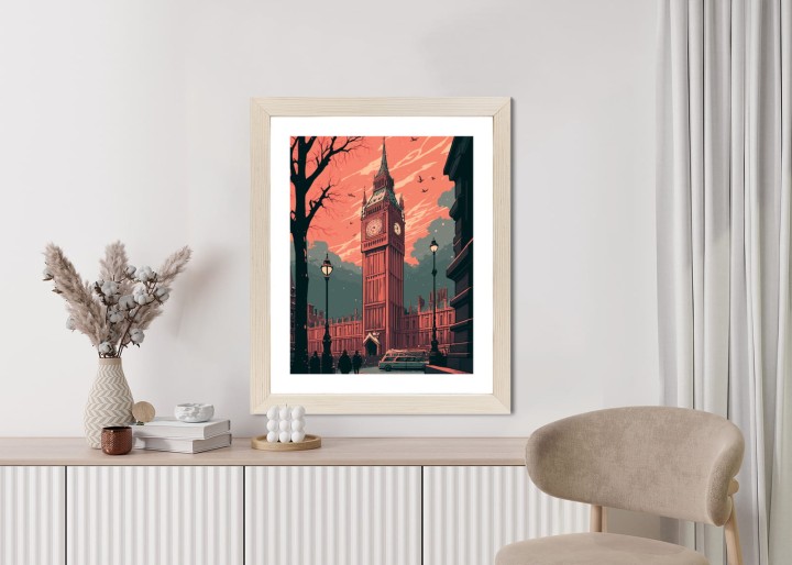 Plakat Big Ben W Londynie Komiksowa Ilustracja